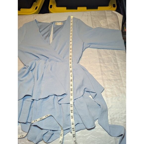 altar'd state Mini Allistair Romper Dress Size Small Light Blue Keyhole Back - Picture 13 of 16